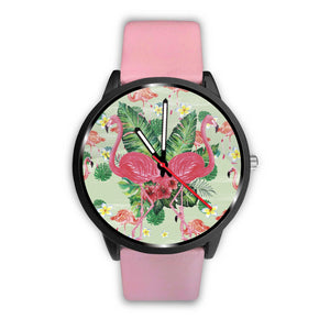 Flamingo Pink and Flower Watch
