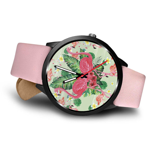 Flamingo Pink and Flower Watch