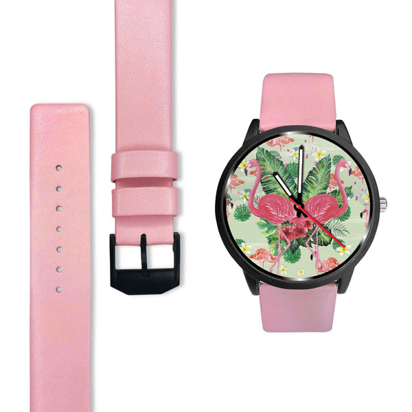 Flamingo Pink and Flower Watch