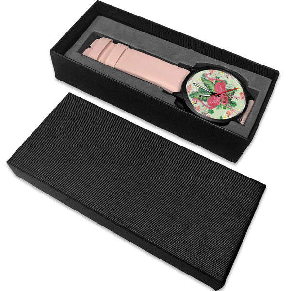 Flamingo Pink and Flower Watch