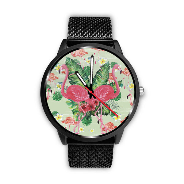 Flamingo Pink and Flower Watch